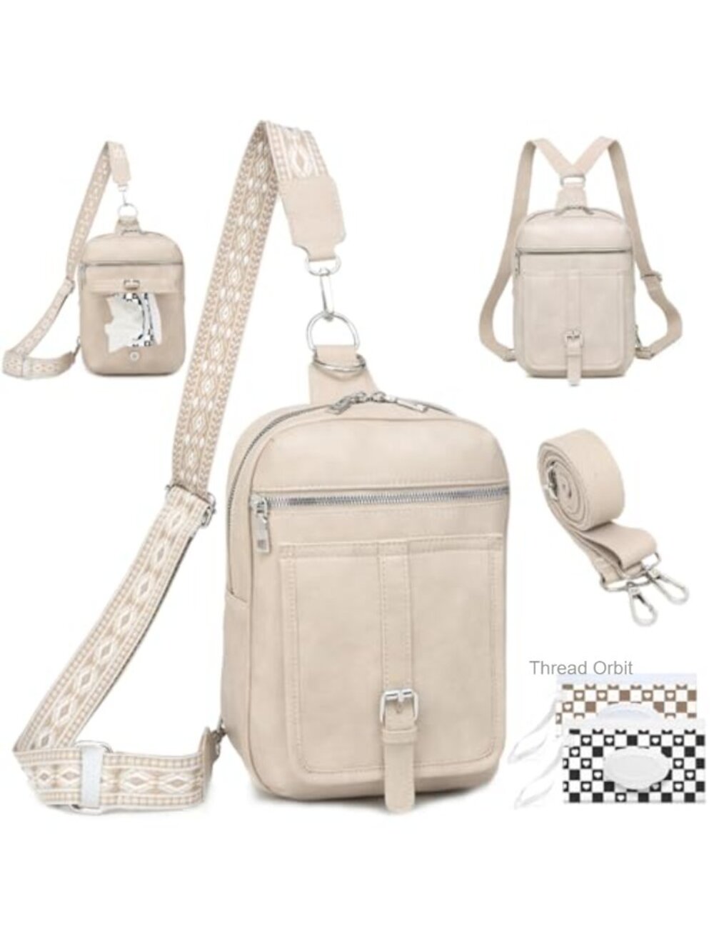 MYHOZEE Mini Crossbody Diaper Bag Faux Leather Sling Purse